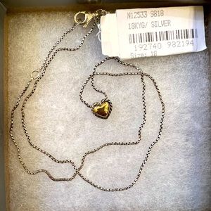 David Yurman Cable Cookie Classic Heart Necklace with 18K Yellow Gold